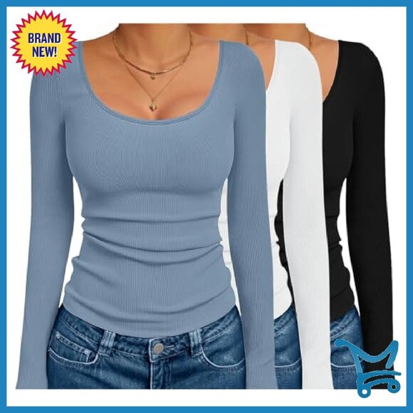 3 Pack Long Sleeve Ribbed Thermal Tops Slim Fit Basic Undershirts XS-XXL - Picture 2 of 8